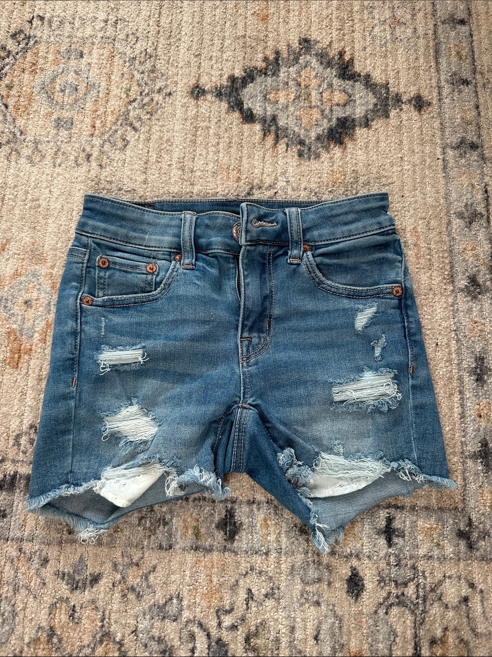 American Eagle Women’s Distressed Denim Shorts - Blue